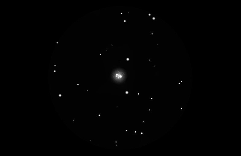 M13 Great Globular Cluster in Hercules Through Telescope