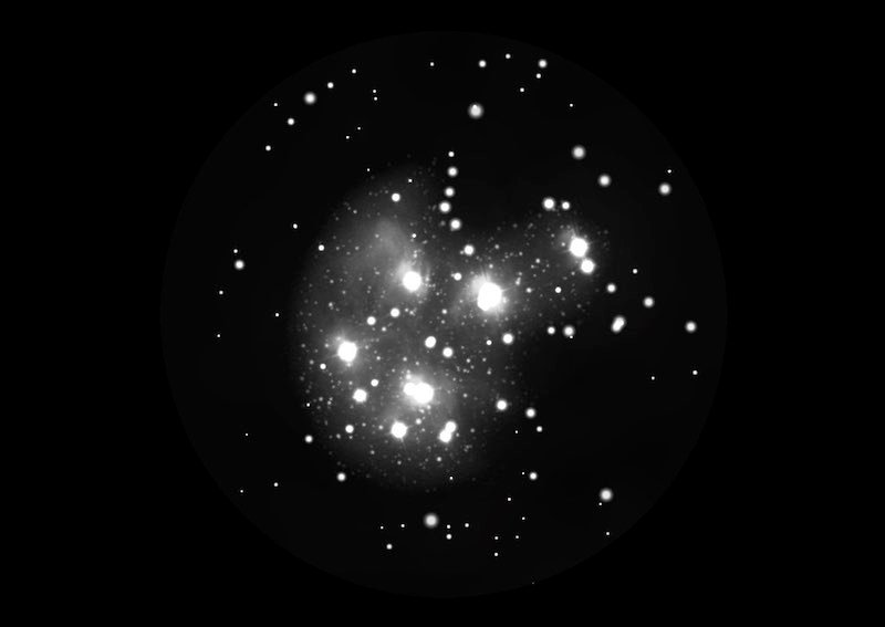 M45 Pleiades Through a Telescope